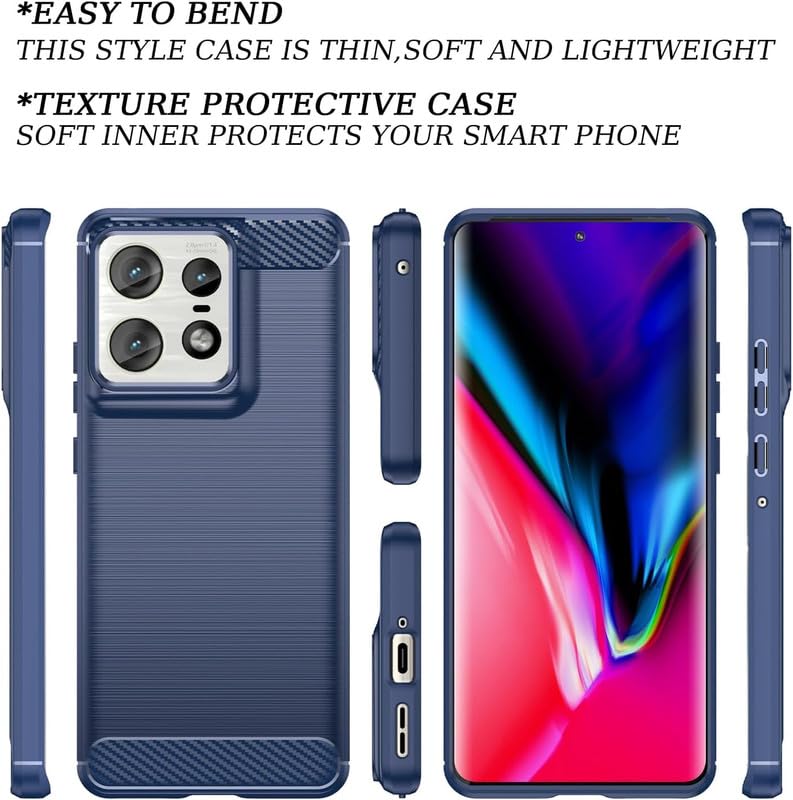 Image of NPRC Hybrid Ultra Slim Protective Case TPU Non-Slip Carbon Fiber Texture Shockproof Case Cover for Moto Edge 50 pro - Blue