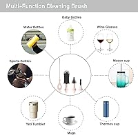 Vista 3 de Juego de limpiador eléctrico de cepillos para biberones con cepillo automático recargable y limpiadores de pezón/popote de silicona, kit de limpieza