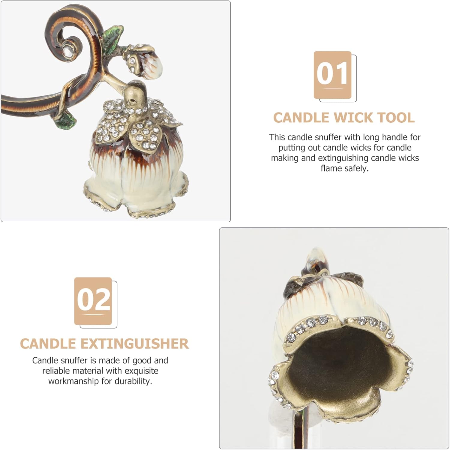 Candle Extinguisher with Long Handle Vintage Wick Snuffer Tool for Home Use for Scented and Aromatherapy Candles Decor Accessory