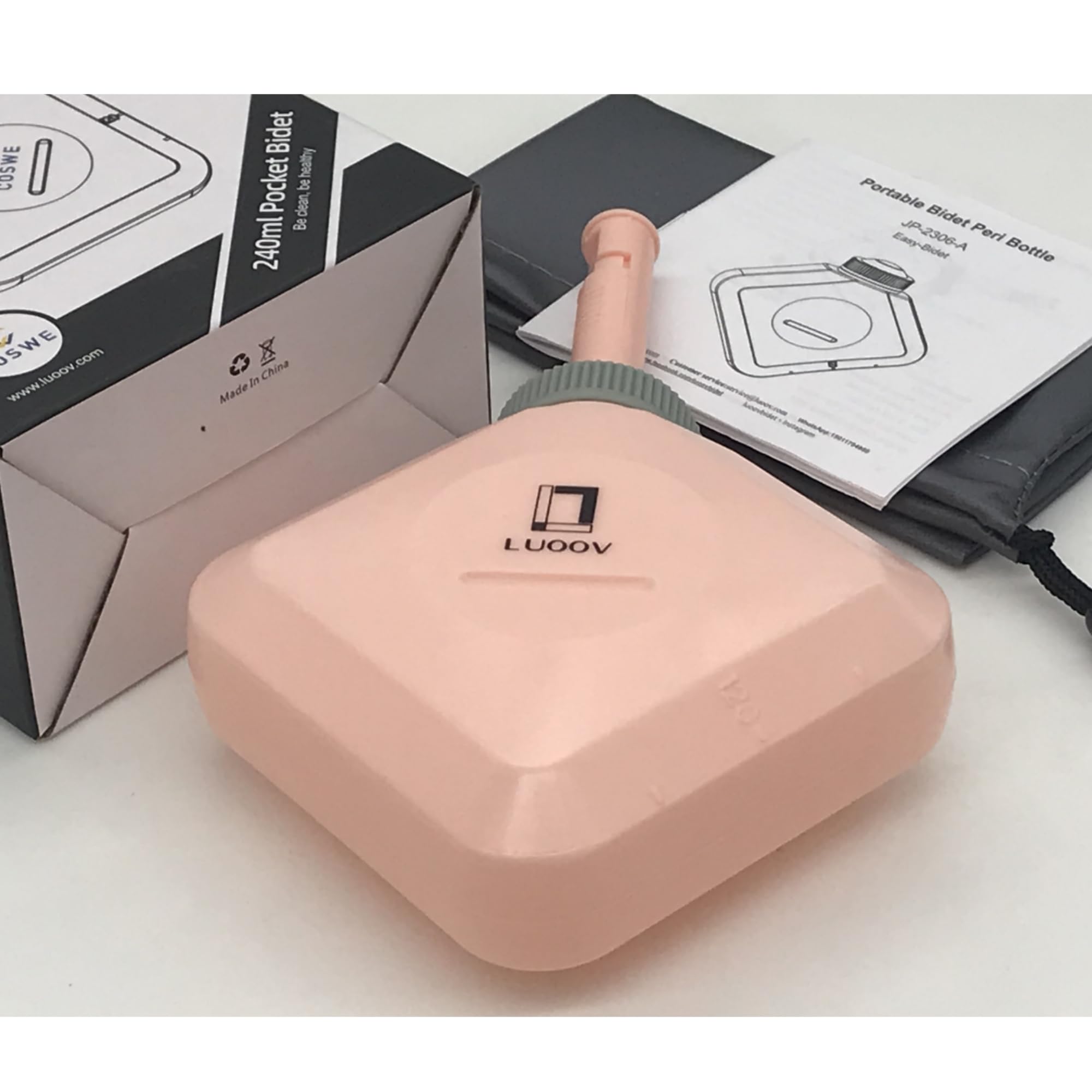 COSWE Non-Electric Bidet 240ml Travel Bidet Bottle for Women Portable Bidets with Macaron Color for travel PINK