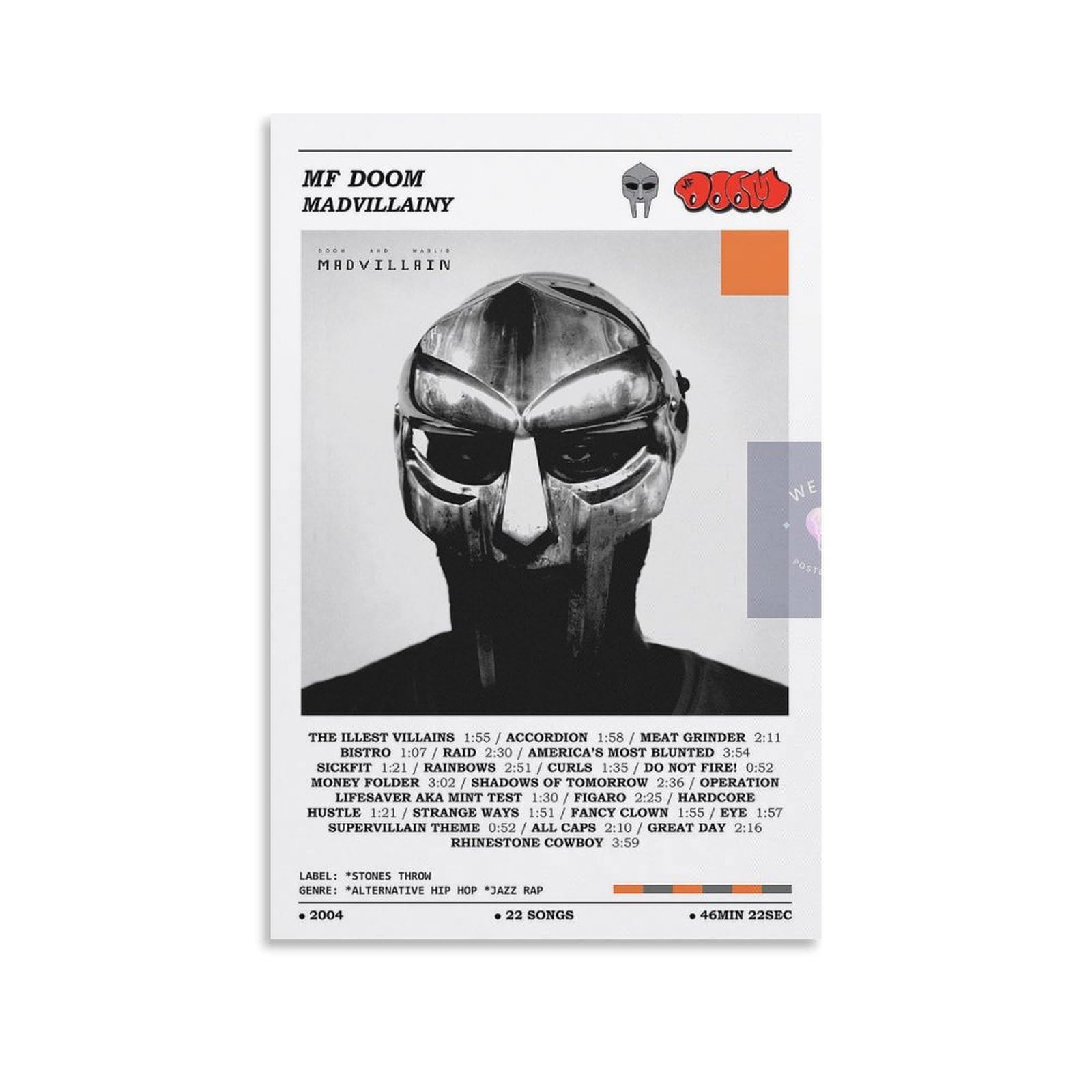 MF Doom - Madvillainy Album Poster Canvas Poster Wall Art Decor