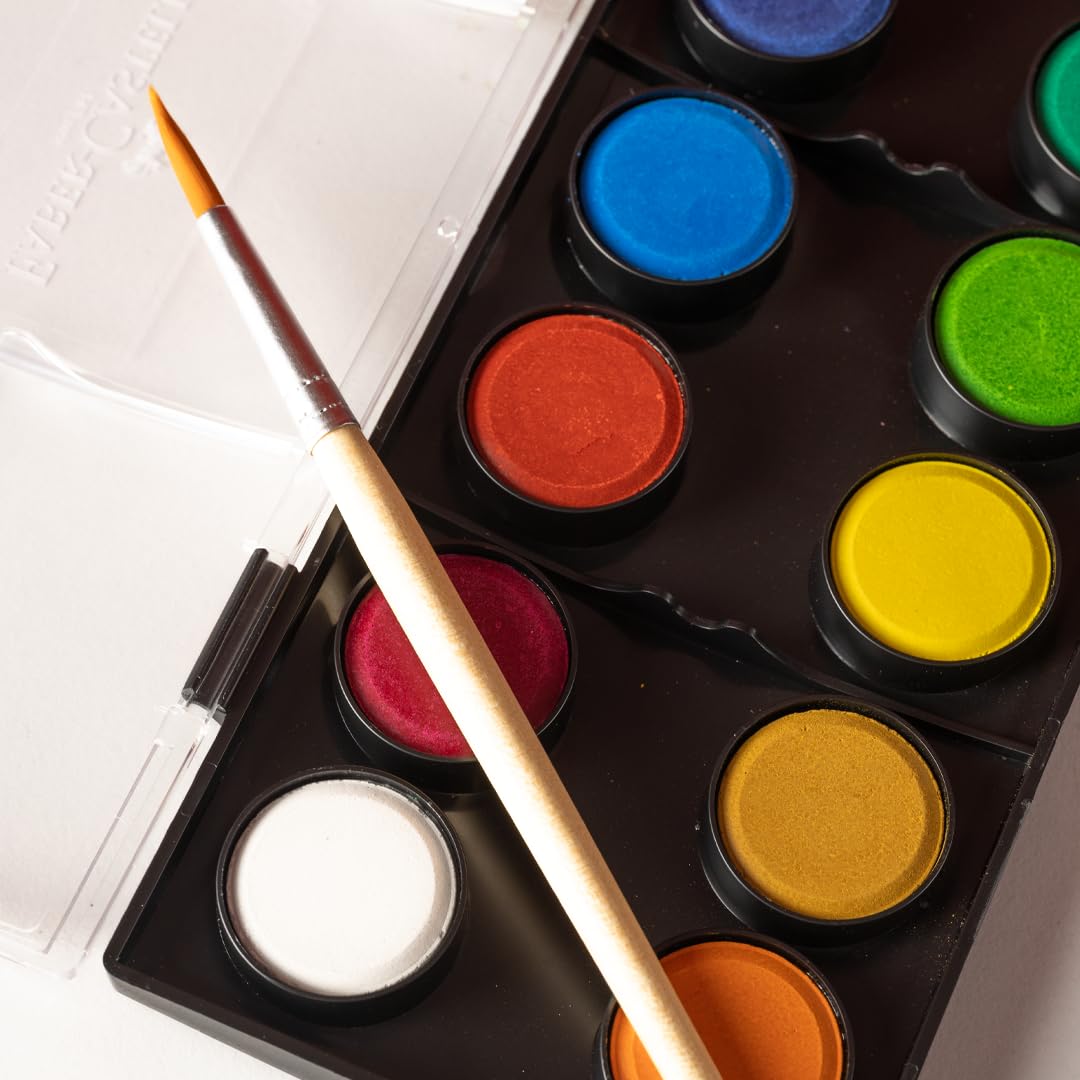 Faber-Castell Suluboya, 12 Renk, Büyük Boy Tablet, Parlak ve Canlı Renkler, Çocuklar İçin Uygun