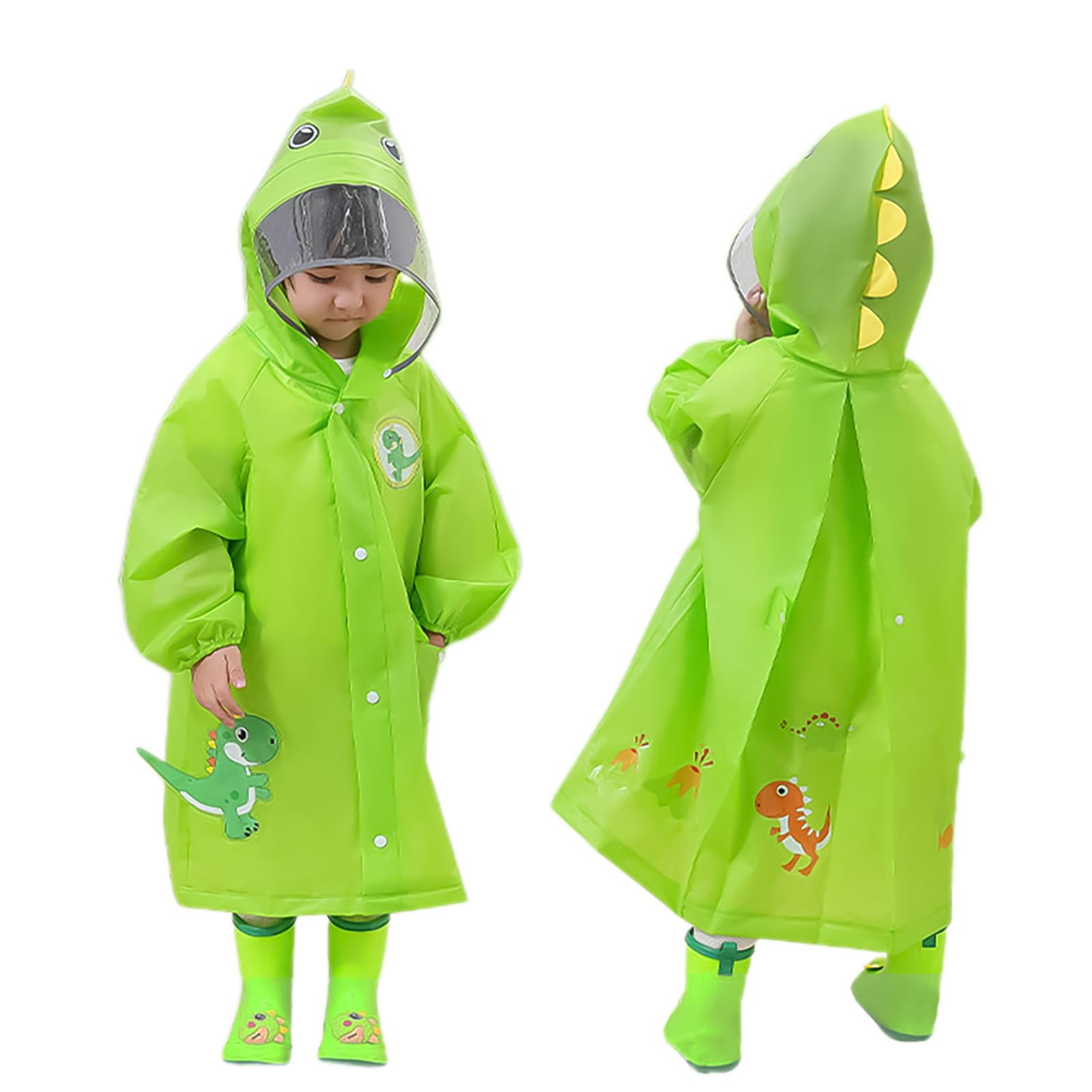 Volunboy Bambini Poncho Pioggia con Cappuccio, Impermeabile Mantella Antipioggia Bambino Riutilizzabile Cappotto di Pioggia Giacca