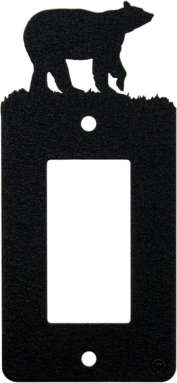 Moose & Cabin Toggle Light Switch Wall Plate (Single Toggle, Black) MADE IN USA