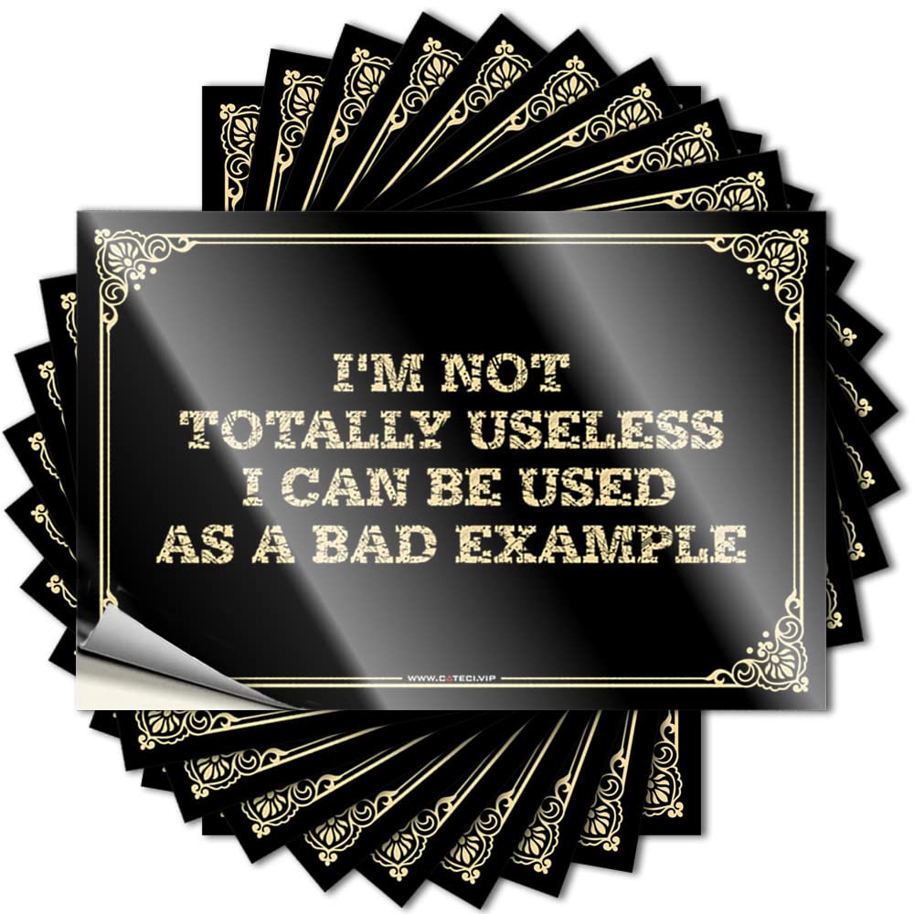 JNBT Sticker Bumper Outdoor Vinyl Room Door I'm Not Totally Useless, I Can Be Used As A Bad Example Long Lasting Bar Signs For Home Decor(8X12CM-10Pcs)