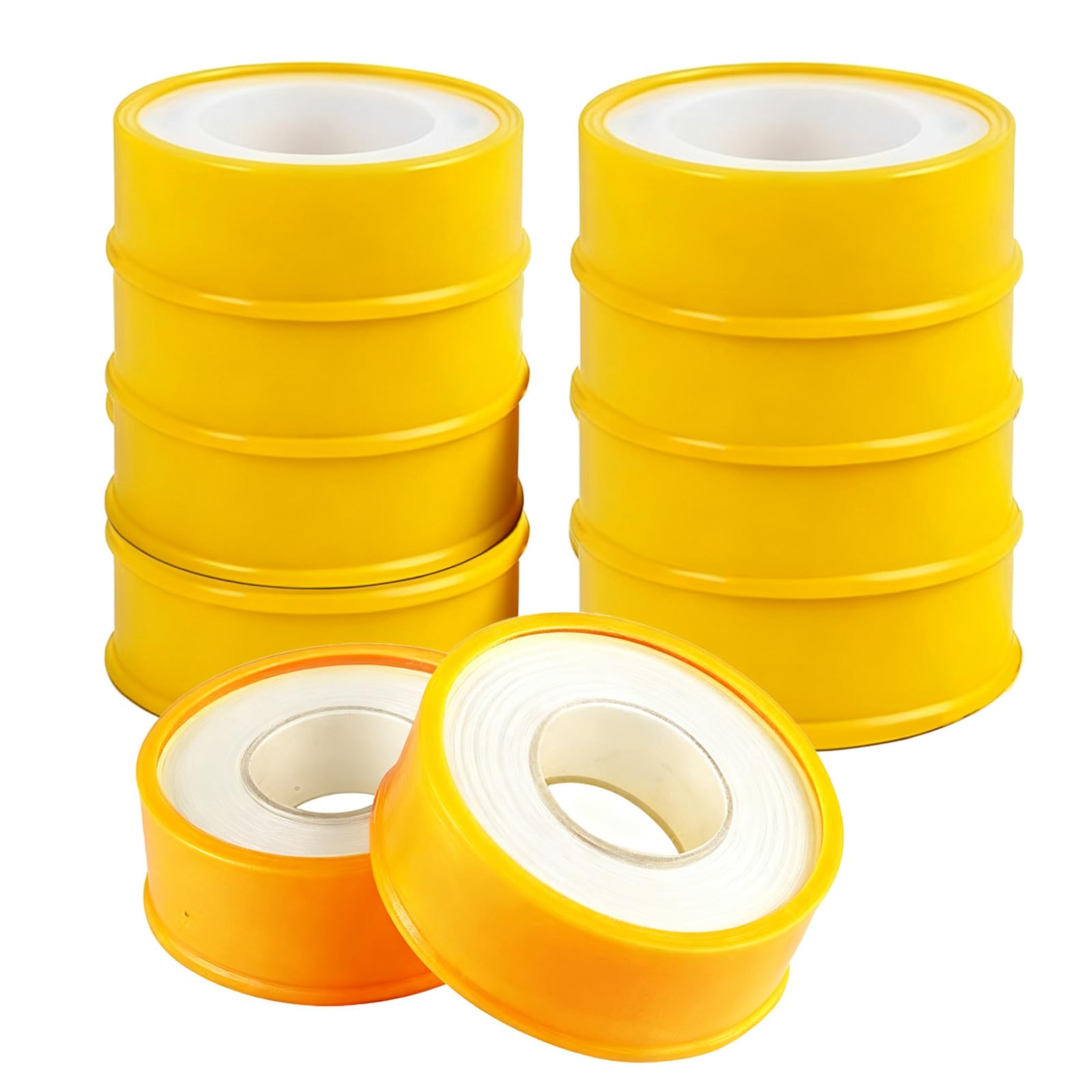 10 Rollos de Cinta de Teflón Profesional para Sellado, Cinta PTFE de Alta Resistencia, para Conexiones de Tuberías, Resistente al Calor y al Agua, Ideal para Instalaciones de Agua Fría y Caliente