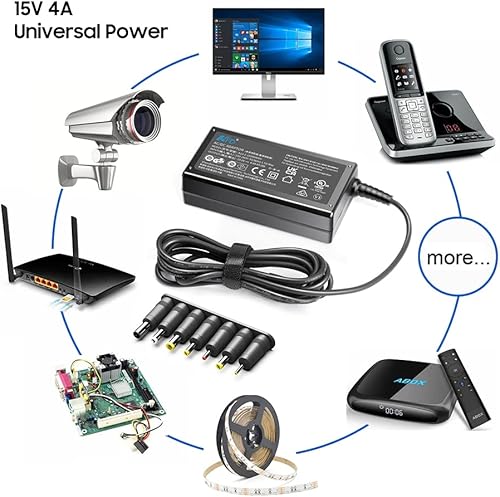 Miniatura 2 de KFD Fuente de alimentación universal de 15 V 4A para Neewer LUME Cube Luz derecha Cable de alimentación Anker Soundcore Rave Mini A3390, BeoPlay A2