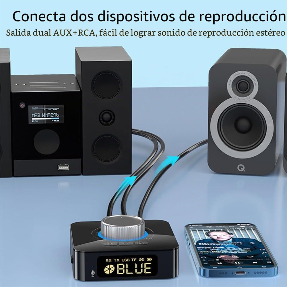 DollaTek Adaptador de Audio inalámbrico 2 en 1 Compatible con Bluetooth Transmisor Receptor liviano para TV PC Conexión estéreo Altavoz Auriculares