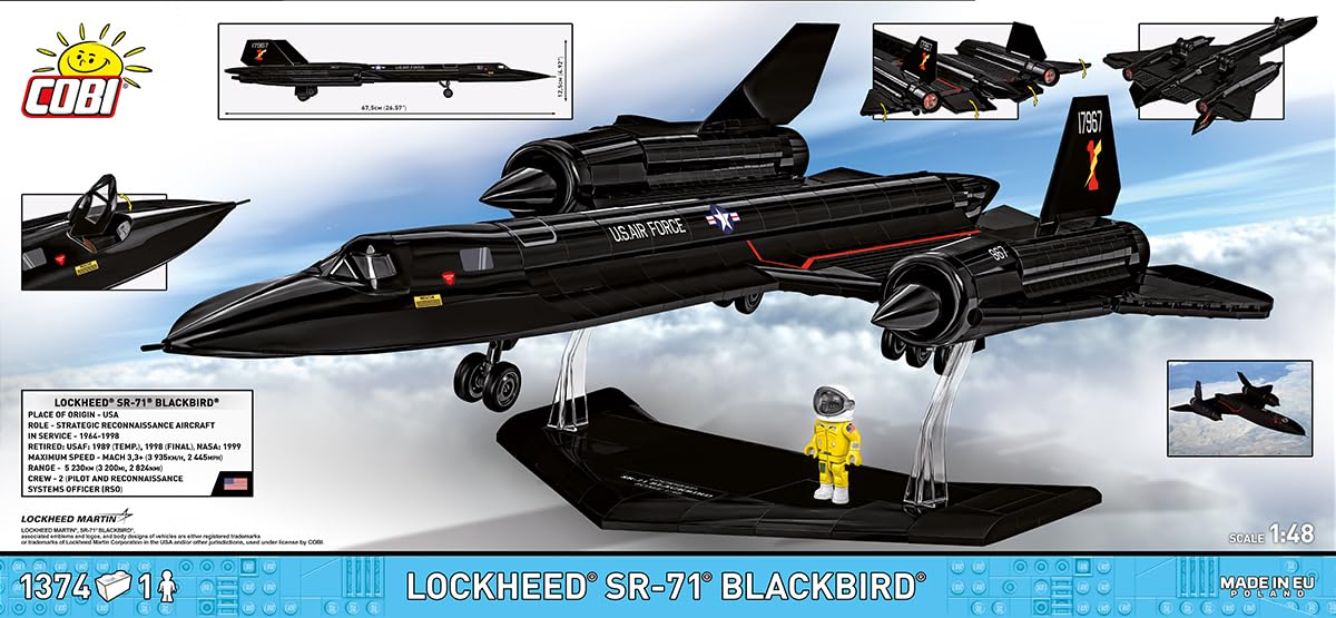 COBI Lockheed SR-71 Blackbird, Avion Militaire américain, Échelle 1:48, Ensemble de Construction de 1374 pièces