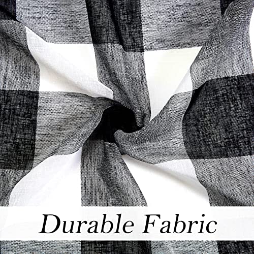 Amzdecor Buffalo Plaid Curtains Farmhouse Panels Black White Linen Textured Sheer Check Rod Pocket Rustic Window Treatment Sets For Living Room Bedroom,2 Panels,40''X84'',Black And White #TOP3