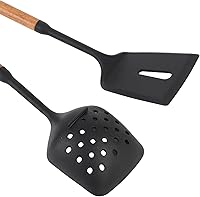 Vista 6 de Juego de utensilios de cocina de 7 piezas, material de silicona con tolerancia al calor, construcción de mango de madera, adecuado para superficies