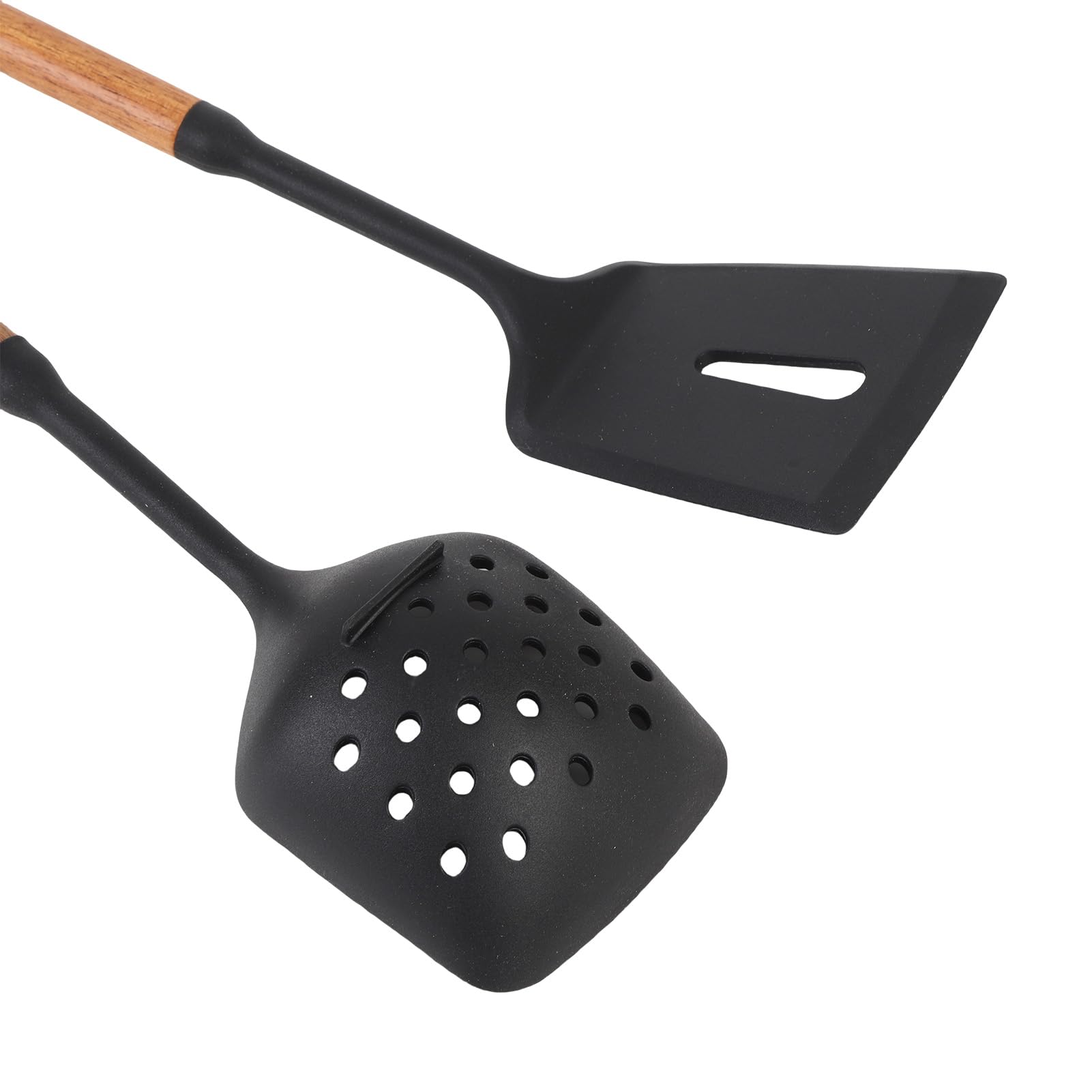Generic Ensemble D'ustensiles de Cuisine en Silicone de 7 Pièces avec Poignées en Bois, Spatule Antiadhésive Résistante à la Chaleur, Cuillère Tournante pour Frire, Servir, Retourner
