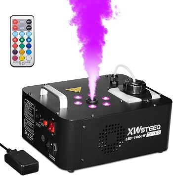 Fog Machine with LED Lights, 1000W Smoke Machine for Parties Halloween Weddings, Vertical Effect Machine with Wireless Remote, Professional Stage Fog Maker for DJ Events Christmas