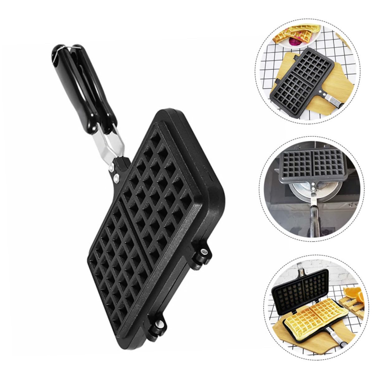 Stampo Facile da Pulire in Alluminio Fuso Antiaderente per Waffle Nero Accessorio Pratico per Forno a Gas e Cucina Domestica per Dolci Fatti in Casa