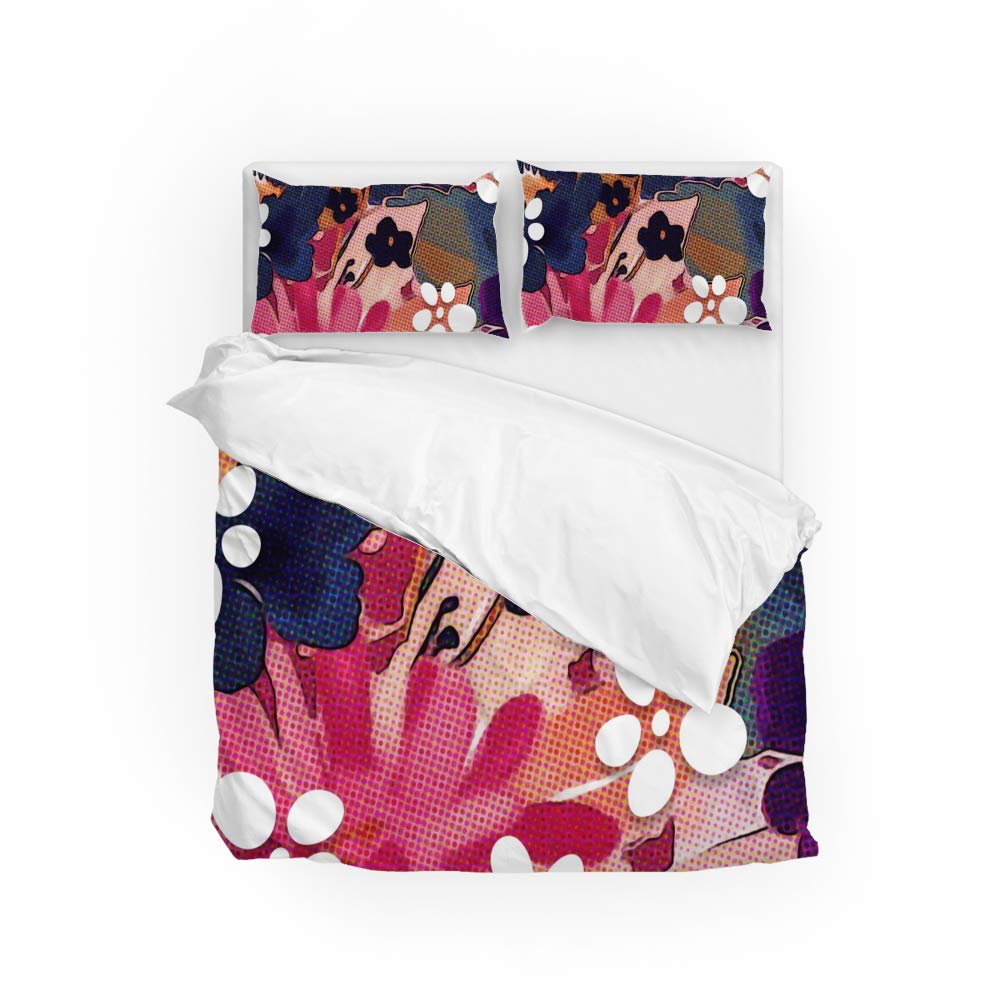 Housse de couette et 2 taies d'oreiller Long Twin motif floral tissu polyester
