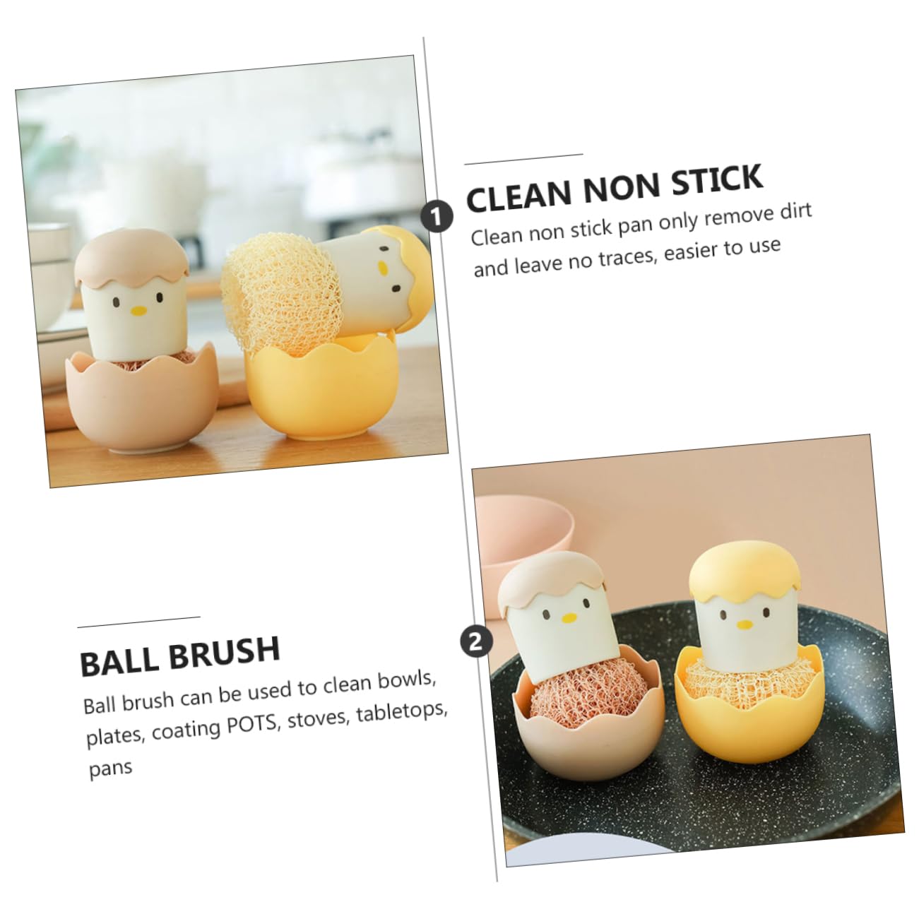 3 Series Cepillos De Limpieza para Cocina Herramientas Prácticas para Fregar Platos Cepillos De Cocina con Cabeza Reemplazable Y Diseño Adorable para Limpieza De 2 Piezas X 3