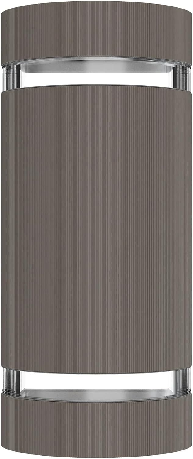 LEDMyplaces Waterproof 2X5W Cylinder Up and Down Outdoor Wall Sconce Lights, Dusk-to-Dawn Illumination for Stylish Porch Décor, 3000K Warm White, Aluminum, Double Side Light, Pack of 12