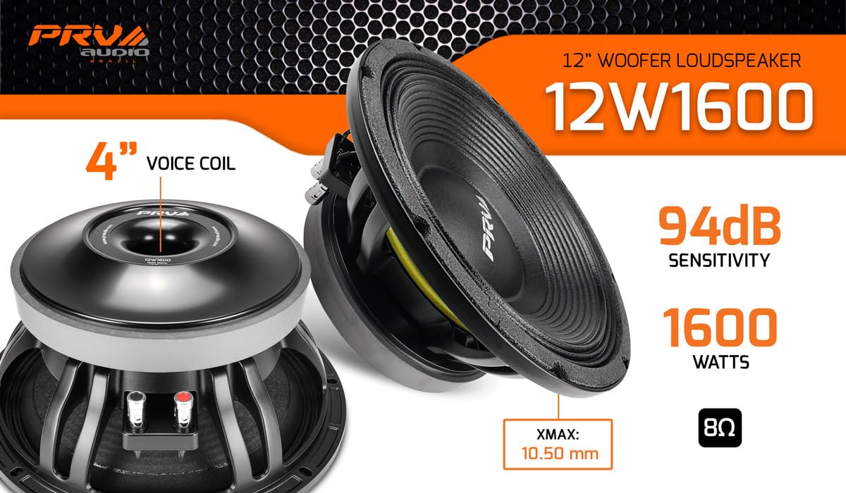 Amazon | PRV AUDIO 12インチウーファー12W1600、1600ワットRMS、4 