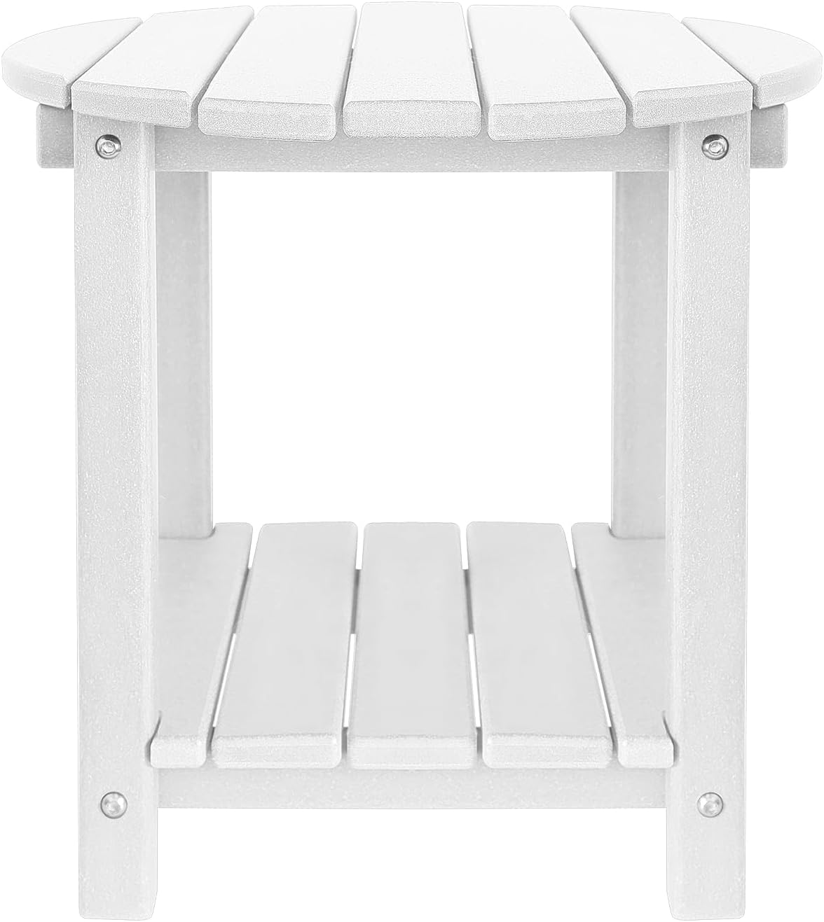 GARDENSTAR Adirondack Round Outdoor Side Table 2-Tier Storage Patio Side Table, HDPE End Tables for Backyard Pool Porch Garden Lawn (White)