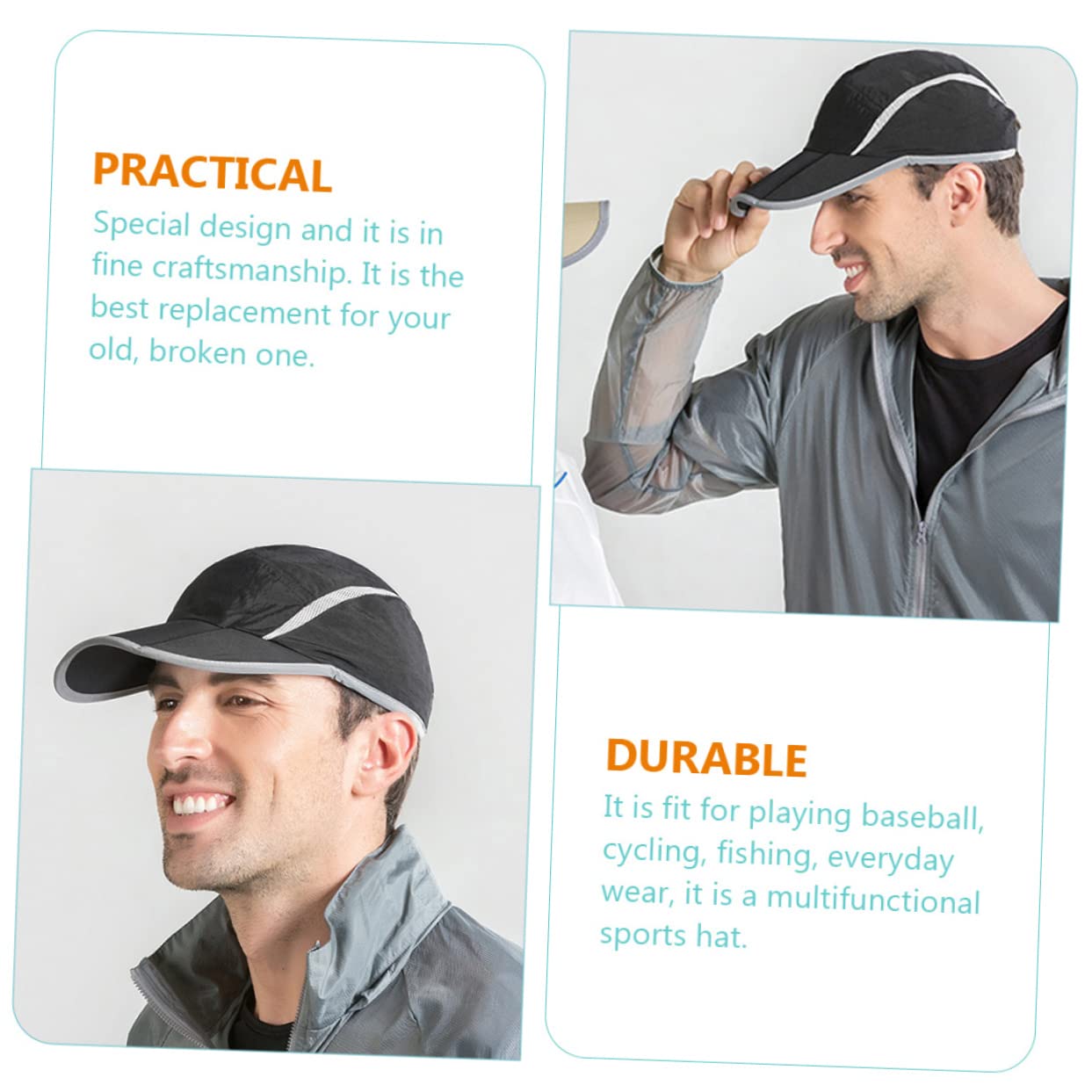 BESTYASH Baseball Kappe Rand Baseballmützen für Herren Kappen Laufmütze für Frauen Atmungsaktiv Mütze Männer Schirmmützen für Damen Sonnenhut Damenmützen für den Sommer Sporthut Nylon Black