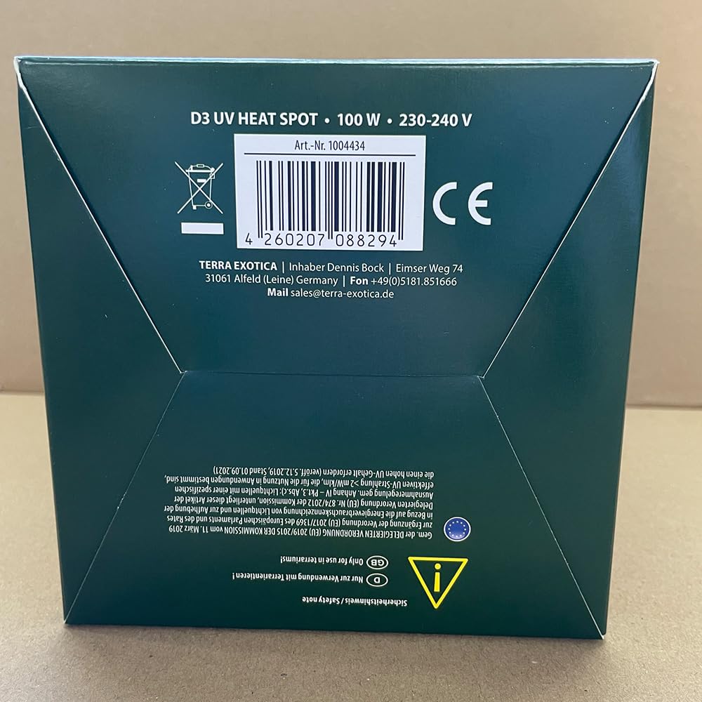 Terra Exotica D3 UV Heat Spot 80 Watt - verkrijgbaar in 80, 100 en 125 Watt - UVB UVA Warmtelamp voor reptielen zonlicht gesimuleerde bevordering van de D3-synthese (80 Watt