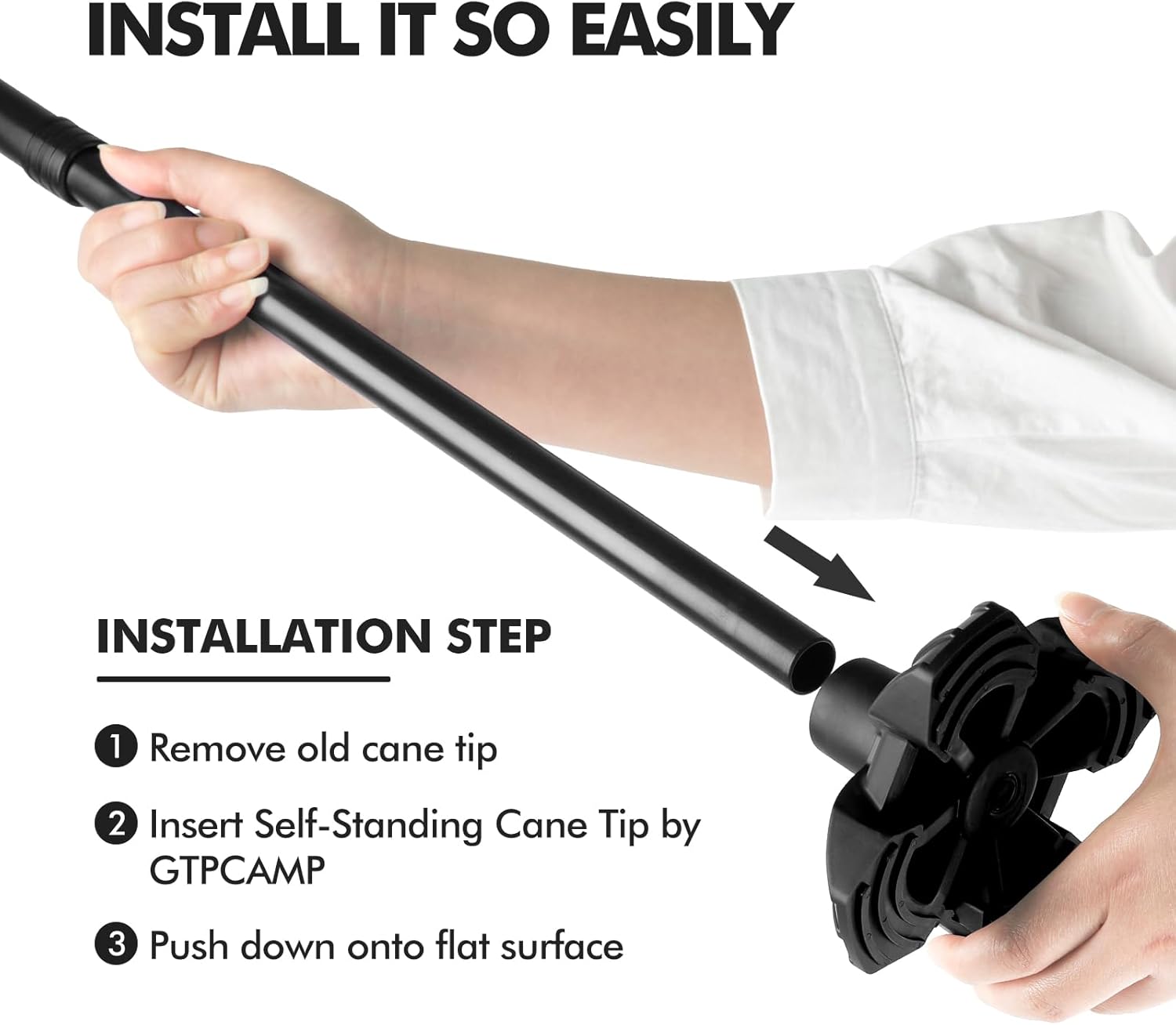 GPTCAMP ケーンチップ 自立型 クアッドベース 3/4インチ 交換用ウォーキングケーンチップ 滑り