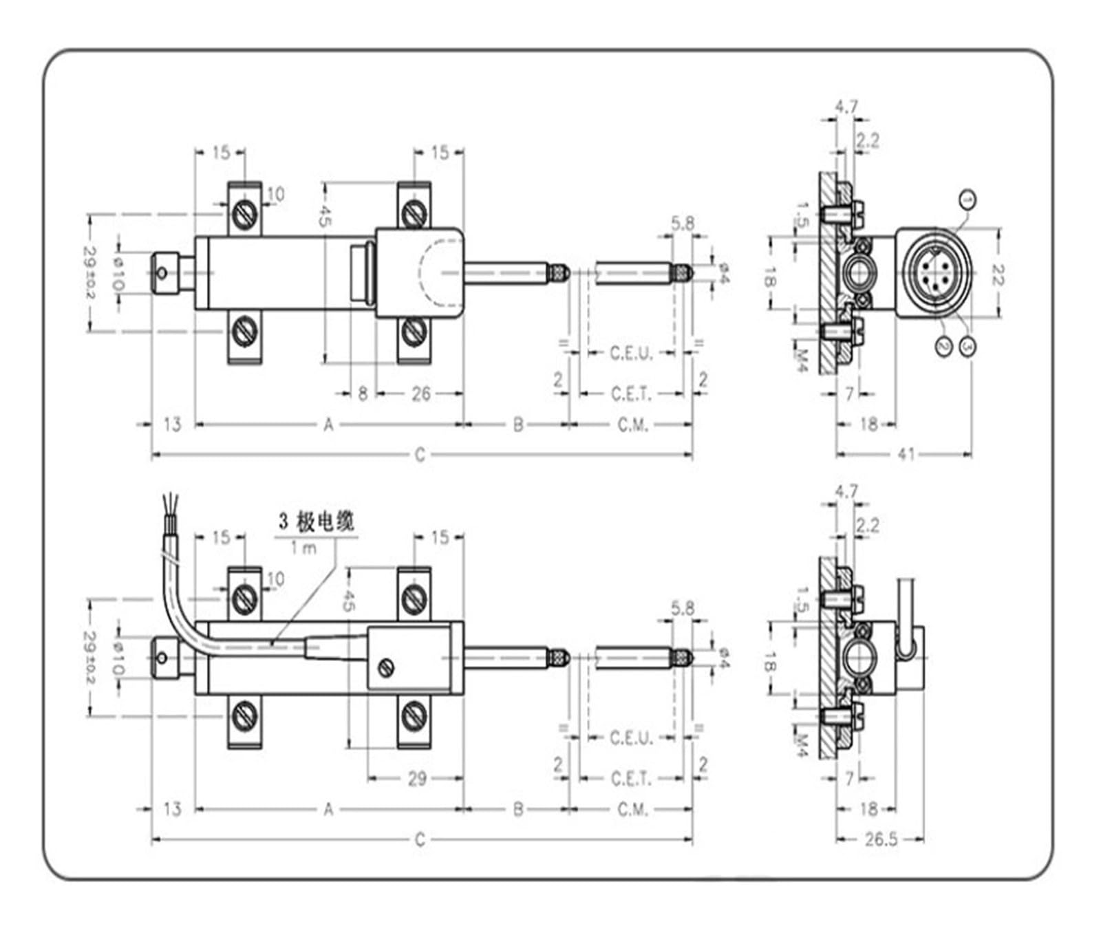 Sensore di spostamento lineare con molla incorporata SIN-D-025-P