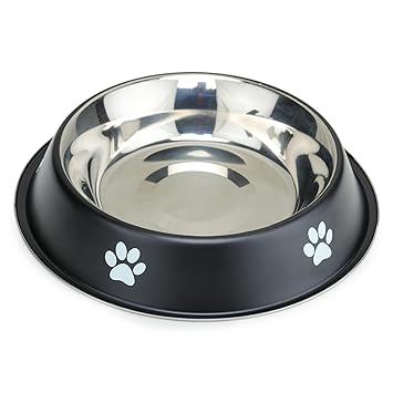 Stupefying Stainless Steel Dog and Cat Feeding Bowl Round Steel Pet Bowl Black. (Size-1000ML)