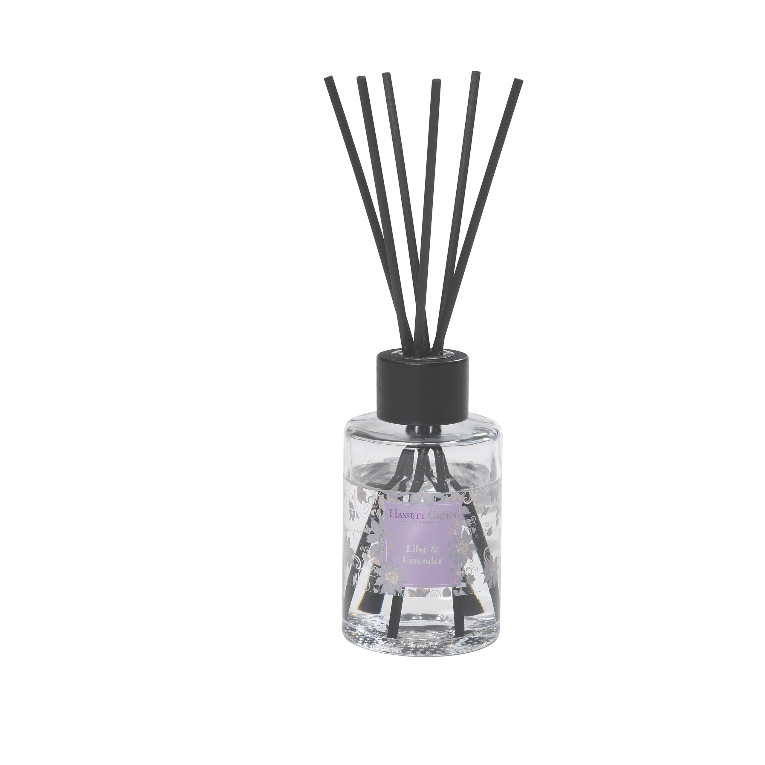 B&Q - Hassett Green LondonLilac & LavenderLarge Fragrance Oil Reed Diffuser200Ml Glass Bottle With 6 Thick Fibre Reeds