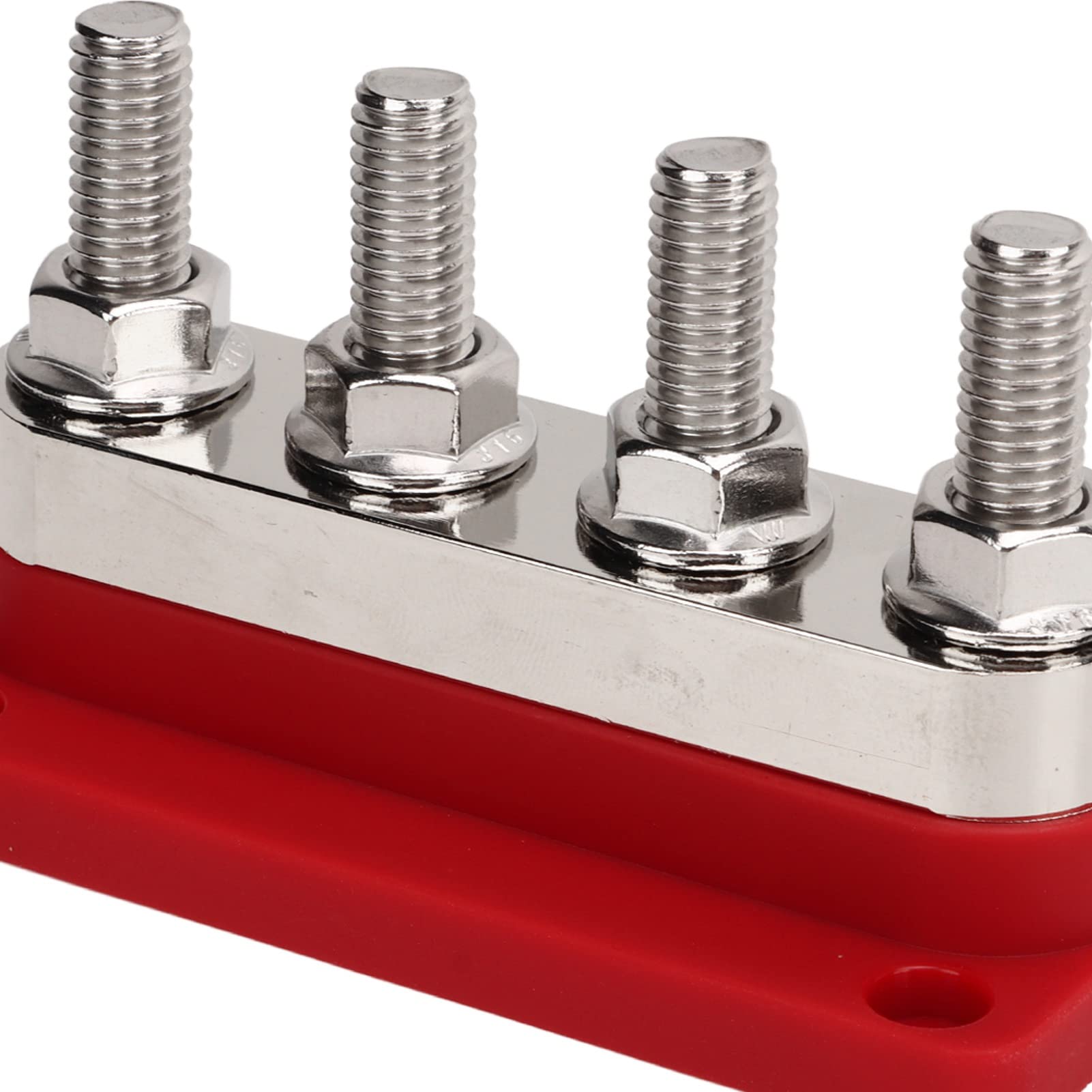 Batterie-Sammelschiene, DC 12 V Bis 48 V, 600 A, Hochstrom, M10, 4 Bolzen, Stromverteilerblock Auto, Wohnmobil, Boot, Yacht (Rot)