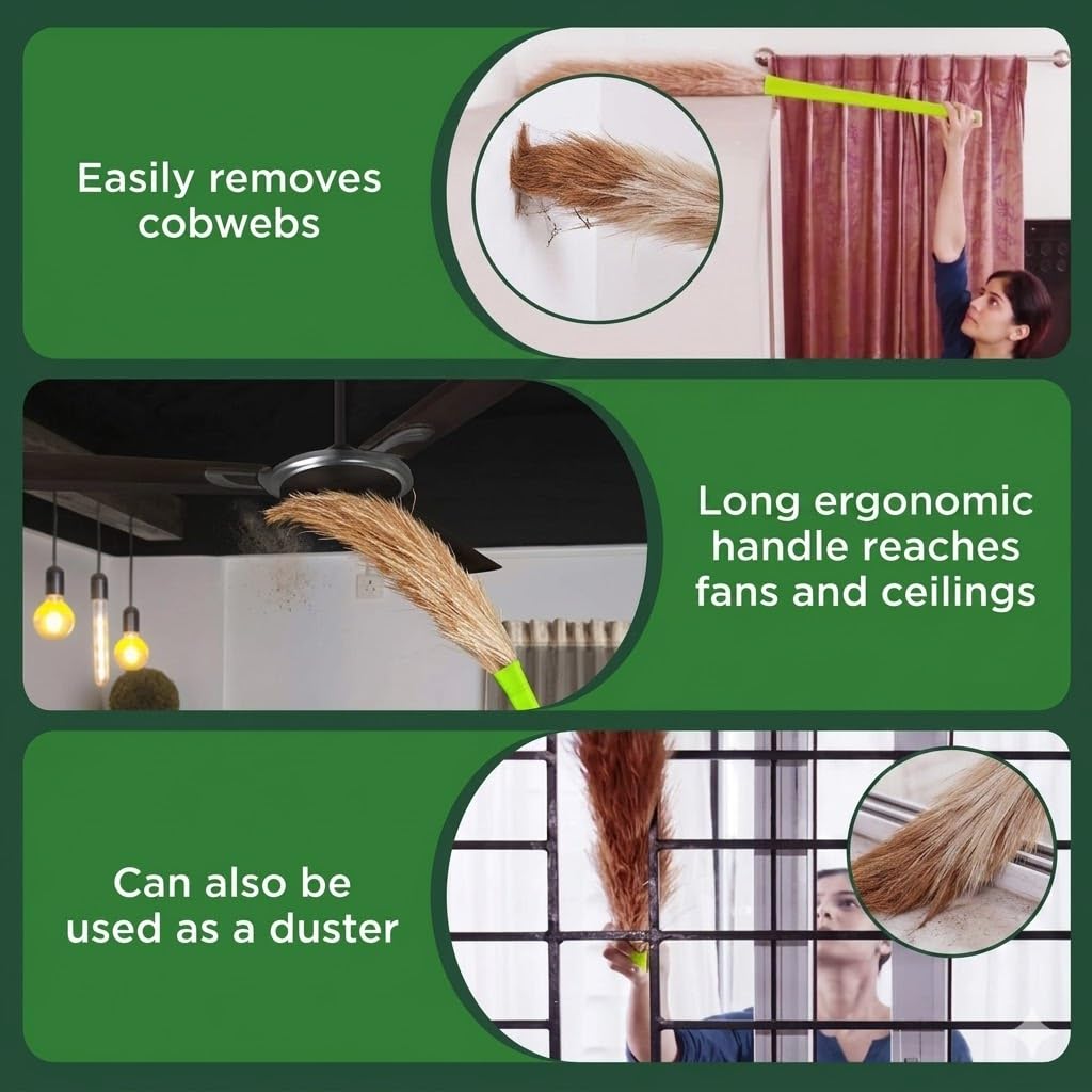 AIR O MATIC Plastic No Dust Broom Extra Long Soft Broom 4