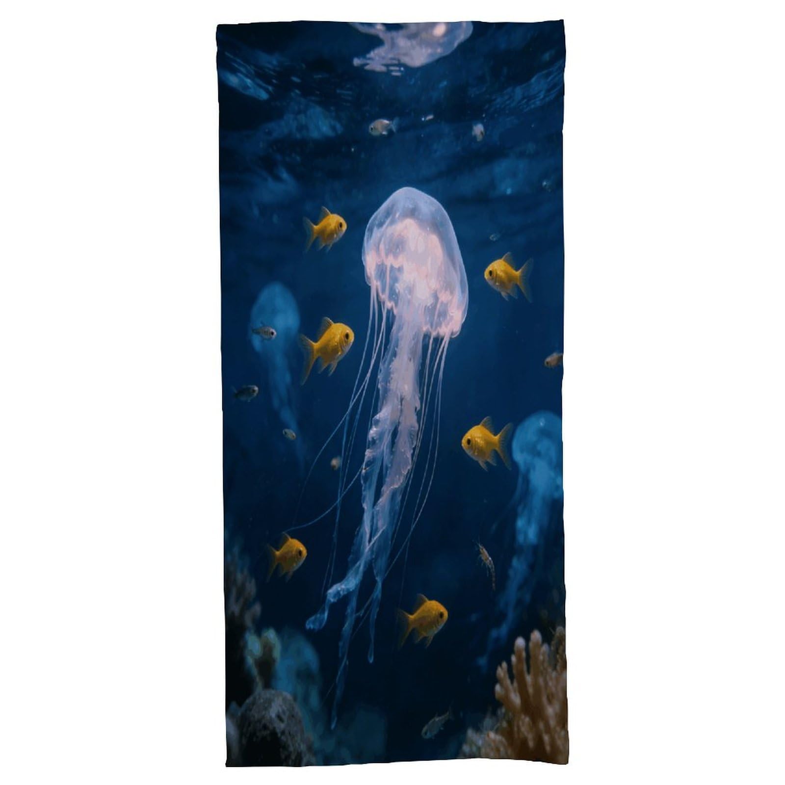 Fodpand Style Deep-Sea Fireflies Bath Towel, Highly Absorbent & Quick Drying Beach Towel, Compact & Lightweight Pool Towel For Bathroom, Beach, Pool, Gym, Spa, And Hotel Use