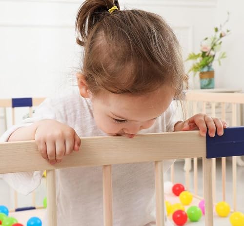 Wooden Baby Playpen Fence Play Pen Play Yard Area Gate With Door For Babies And Toddlers Kids, Portable Wooden Indoor Freestanding, Kids Baby Pet Cats Play Fence Playpen With Door(180X200X61Cm) #TOP5
