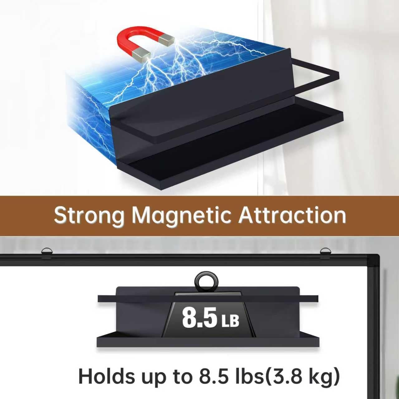 Magnetic Spice Rack for Refrigerator, Magnetic Fridge Shelf for Kitchen Spice Organizer, Spice Rack Wall Mount, Fridge Organizers and Storage (2, Black) - Image 6