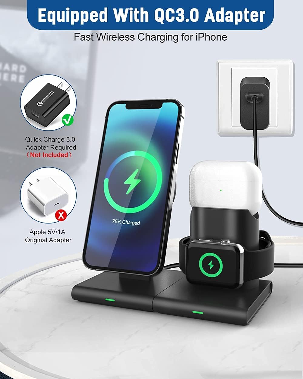 New Product Wireless Charger 3 in 1, Magnetic Wireless Charging Station Dock, 15W Qi Fast Wireless Charger Stand for iWatch SE/6/5/4/3/2, Airpods 2/Pro, iPhone 12/12 Pro/12 Pro Max/12 Min/13/13 Pro 🔥 Cashback up to 70% Wireless Charger 3 in 1, Magnetic Wireless Charging Station Dock, 15W Qi Fast Wireless Charger Stand for iWatch SE/6/5/4/3/2, Airpods 2/Pro, iPhone 12/12 Pro/12 Pro Max/12 Min/13/13 Pro