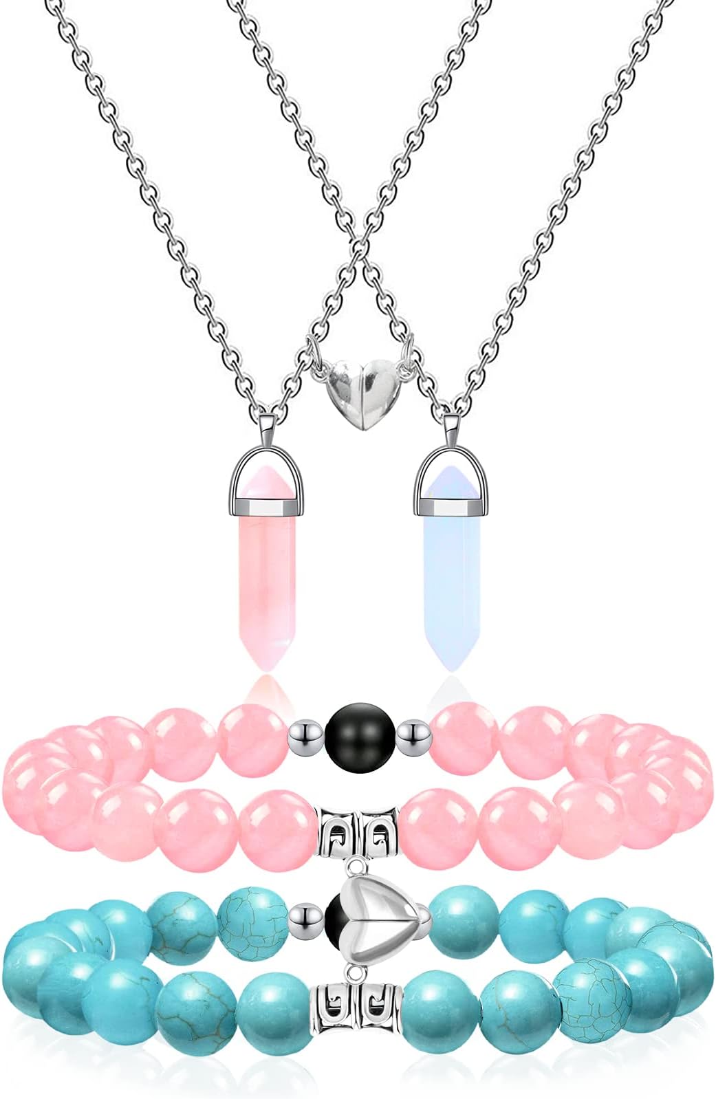 BFF Necklace and Bracelets for 2-Crystal Friendship Necklace Bracelet Best Friend Necklace Matching Necklace Bracelets Gifts