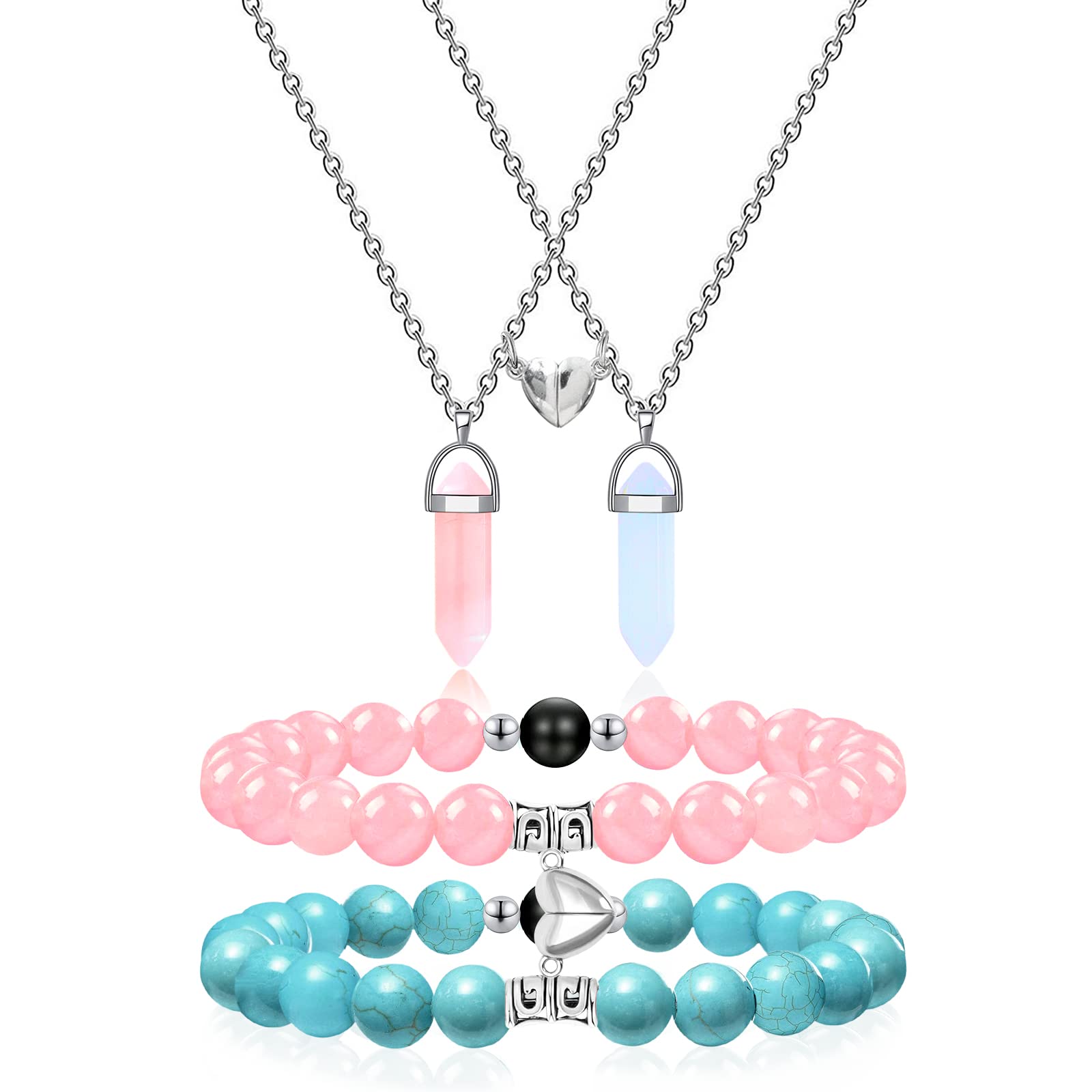 BFF Necklace and Bracelets for 2-Crystal Friendship Necklace Bracelet Best Friend Necklace Matching Necklace Bracelets Gifts