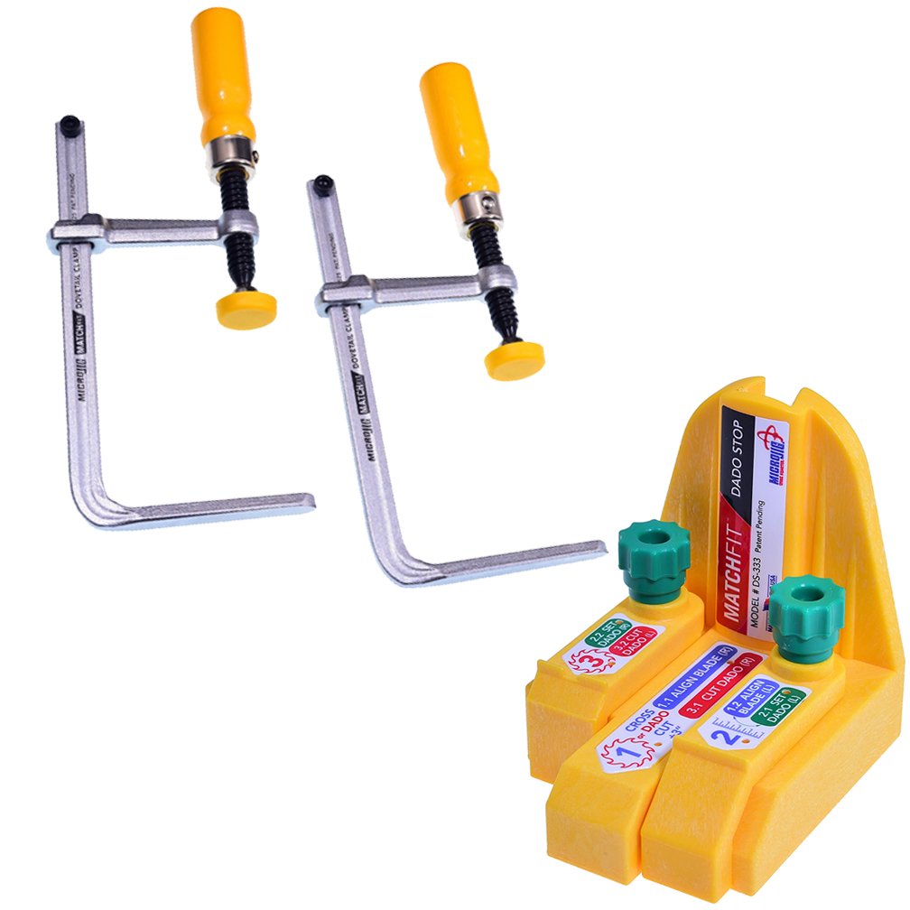 Microjig DS-333 Matchfit Dado Stop w/A Pair of Matchfit Dovetail Clamps