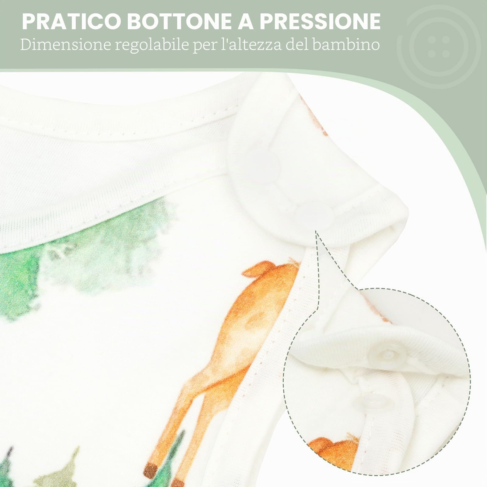 WYTbaby Sacco nanna per bambini 1 Tog, 100% cotone, sacco nanna per tutto l'anno