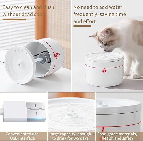 Miniatura 4 de Fuente de agua para gatos de cerámica, dispensador de agua para mascotas, fuente de agua para perros, fuente de agua de cerámica para interiores,