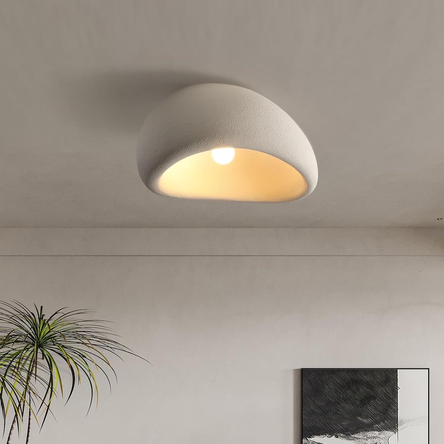 CNMKLM Moderne Deckenleuchte - Deckenlampe Im Japanischen Wabi-Sabi-Stil Lampenschirm Aus Polyethylen Für Innenbeleuchtung Lampe Mit E27-Sockel Für Wohnzimmer, Schlafzimmer, Esszimmer(20 * 15 * 11CM)
