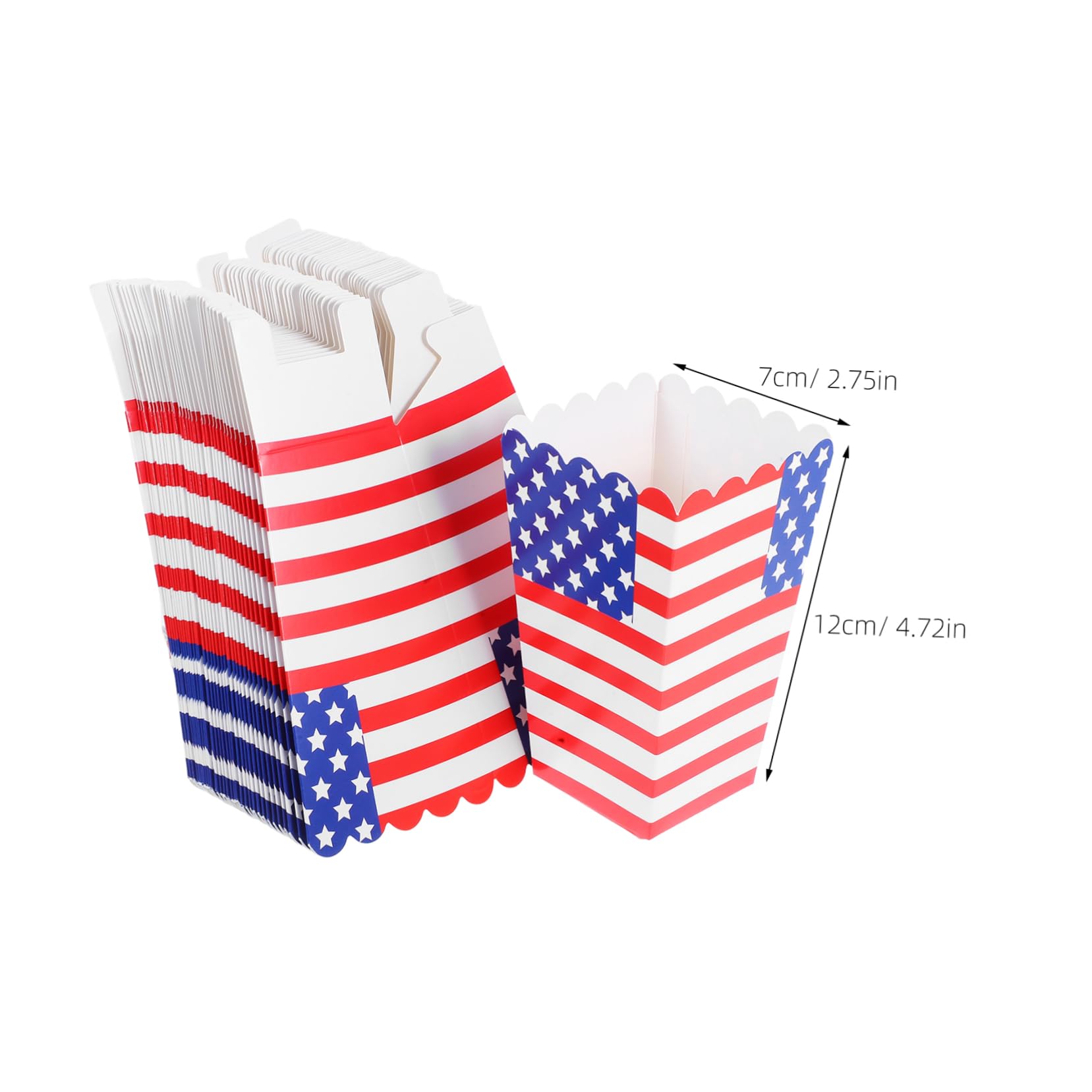 CAXUSD 36 Pcs USA Themed Popcorn Boxes Disposable Snack Containers for Independence Day Celebrations Movie Parties Festive American Flag Design Convenient Versatile