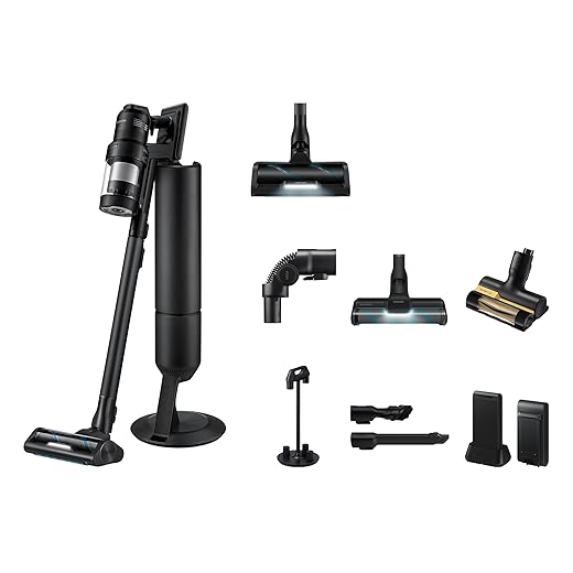 Samsung VS90F40EEK/WD Bespoke AI Jet Ultra Battery + CompleteClean, Cordless Handheld Vacuum Cleaner with Accessories, 400 W, 2 Batteries, All-In-One Station, Active Dual & Slim LED+ Brush, Pet Tool+, Satin Black