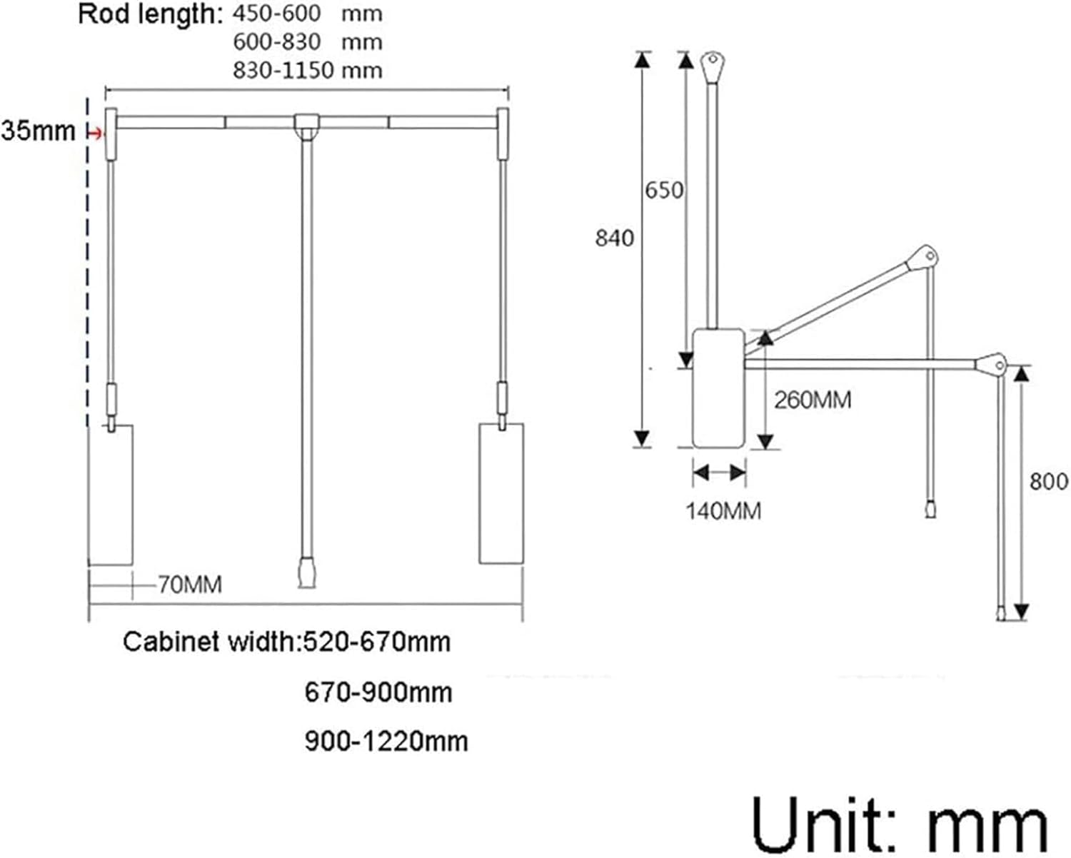 Stainless Steel Wardrobe Rail Tube - Extendable Pull Out Closet Rod - Pull-Down Clothes Organizer With Soft Slides, Adjustable Width Fits Most Wardrobes, Load-bearing 30kg, 90-122cm