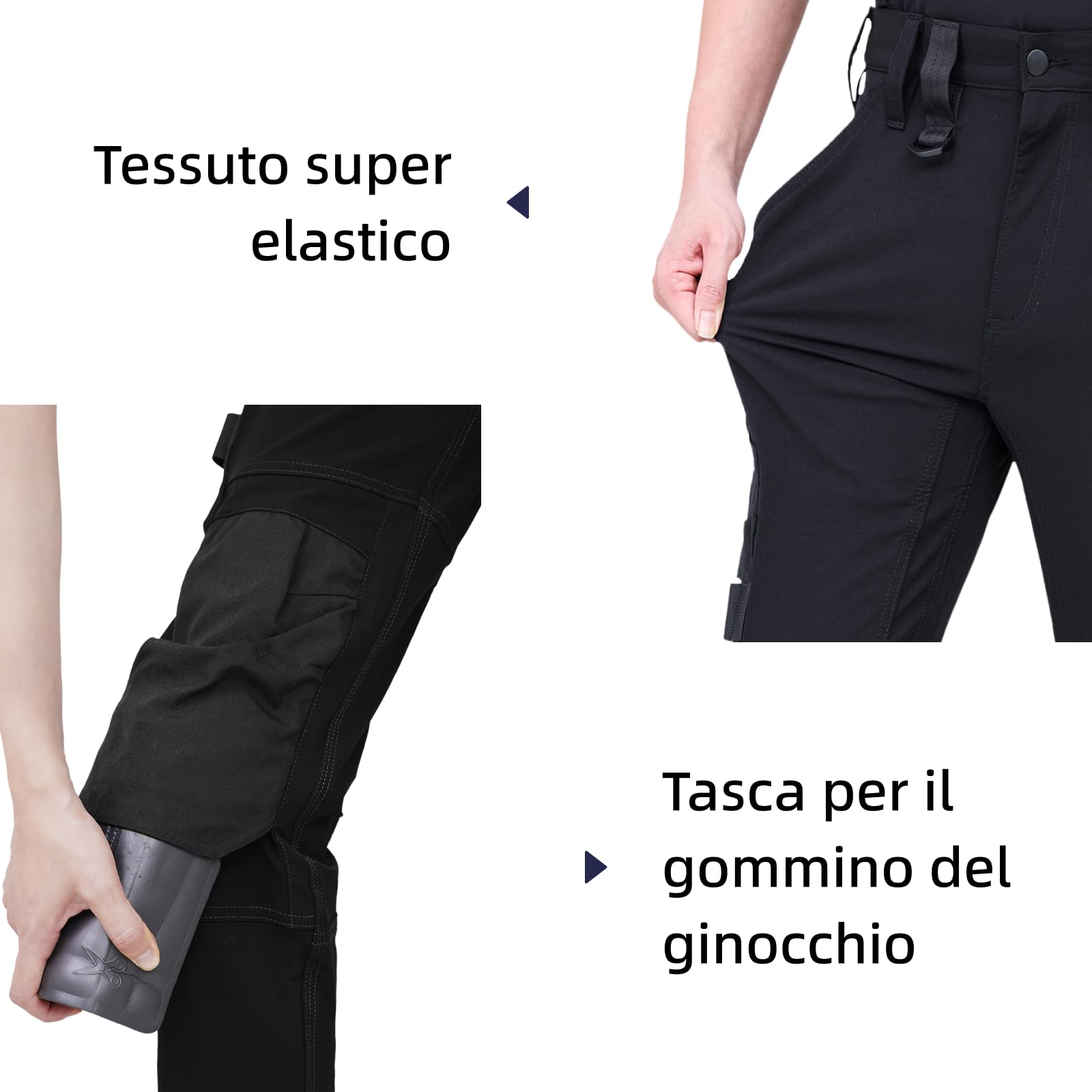WORK IDEA Salopette da lavoro da uomo con buona elasticità, molte tasche e uso parziale di tessuto Cordura per una maggiore resistenza all'abrasione, adatto a vari ambienti di lavoro.