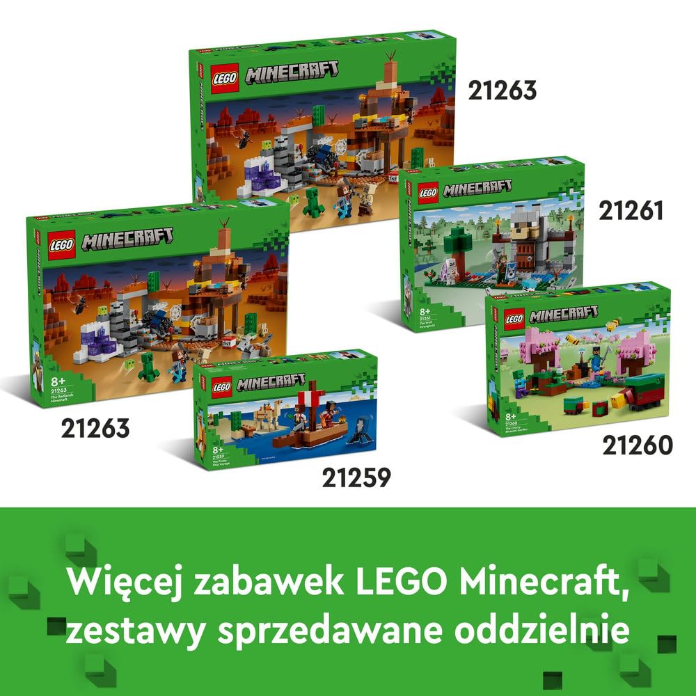 LEGO Minecraft Smok Kresu i statek Kresu, Kreatywna Zabawka dla 8-latka do Zbudowania, Zestaw dla Chłopca i dla Dziewczynki z Figurką Endermana, Prezent dla Dziecka i dla Graczy, 21264