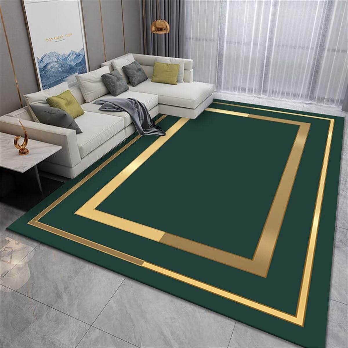 Coussin de canapé Anti-salissure et Grand Tapis de Salon Vert 180X280CM