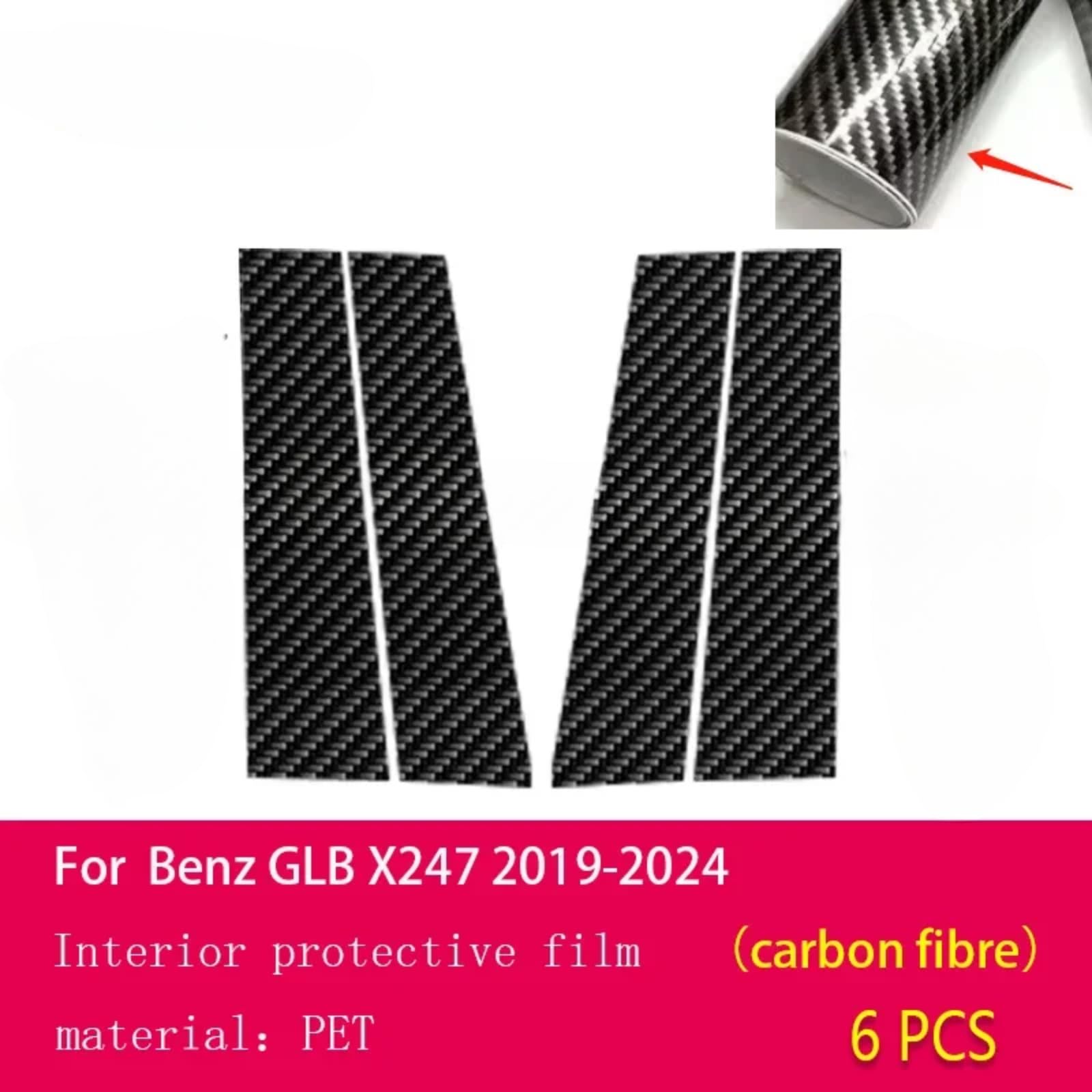 Pellicola protettiva per carrozzeria auto B C per finestra con membrana anti-graffio TPU PPF, per Benz GLB X247 2019-2024 (fibra di carbonio)