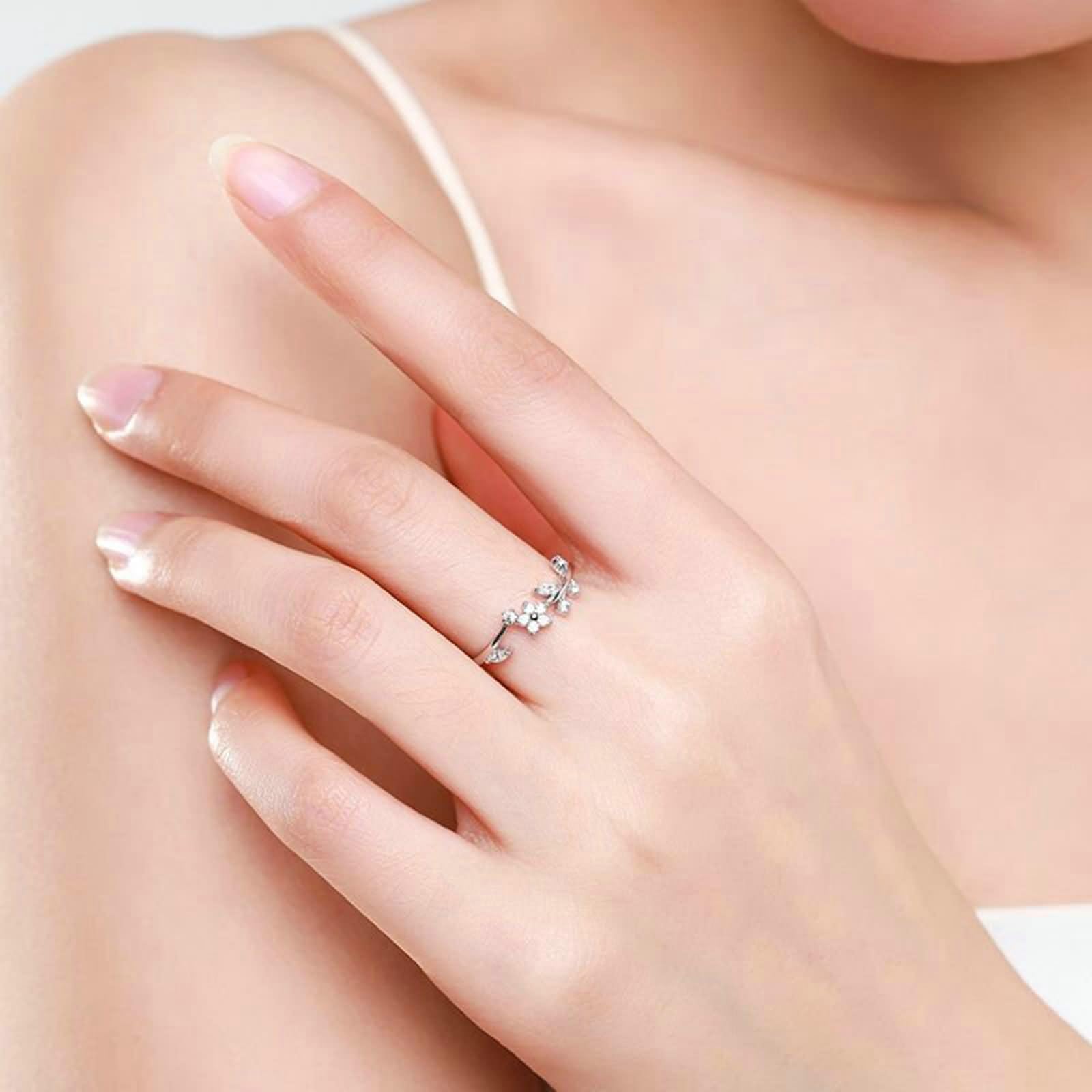 Fede nuziale unisex, anelli di promessa per donne, fiore con moissanite, set di gioielli da donna