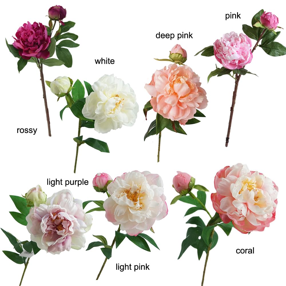 Artificial Peony 4PCS Vintage Silk Flowers Fake Peonies with Stems for Wedding Decoration Bridal Bouquet Arrangement (Light Purple) - Image 3